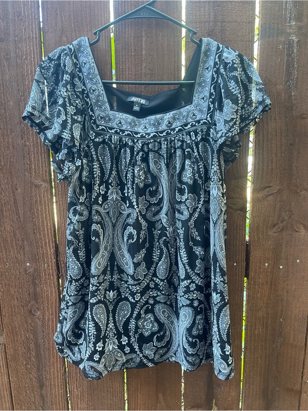 Y2k Apt. 9 Whimsigoth Black Paisley Square Neck Flutter Sleeve Top Sz M